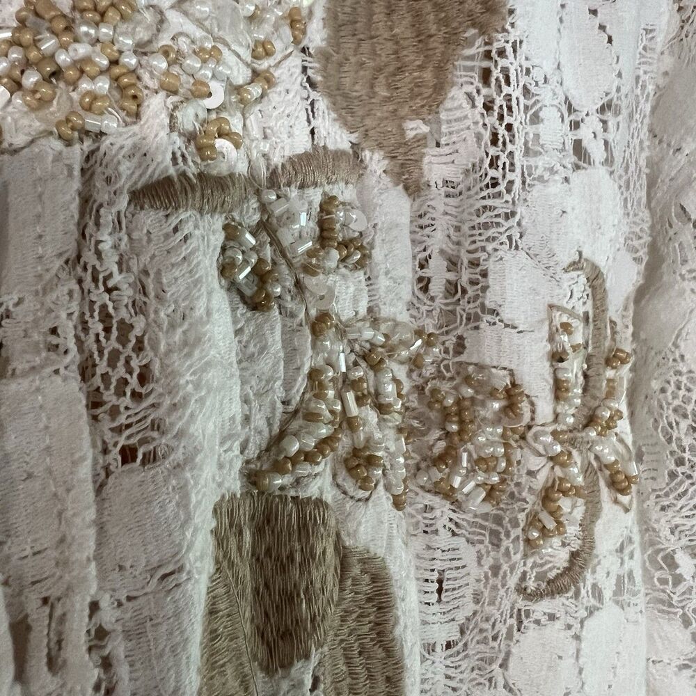 Antica Sartoria By Giacomo Cinque Women's Beaded Lace Mini Dress Tunic White M - Picture 5 of 8